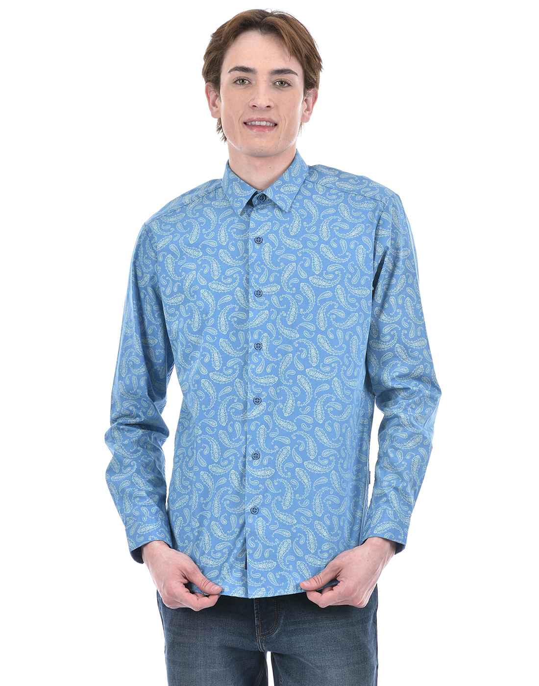 Numero Uno Men Paisley Blue Shirt